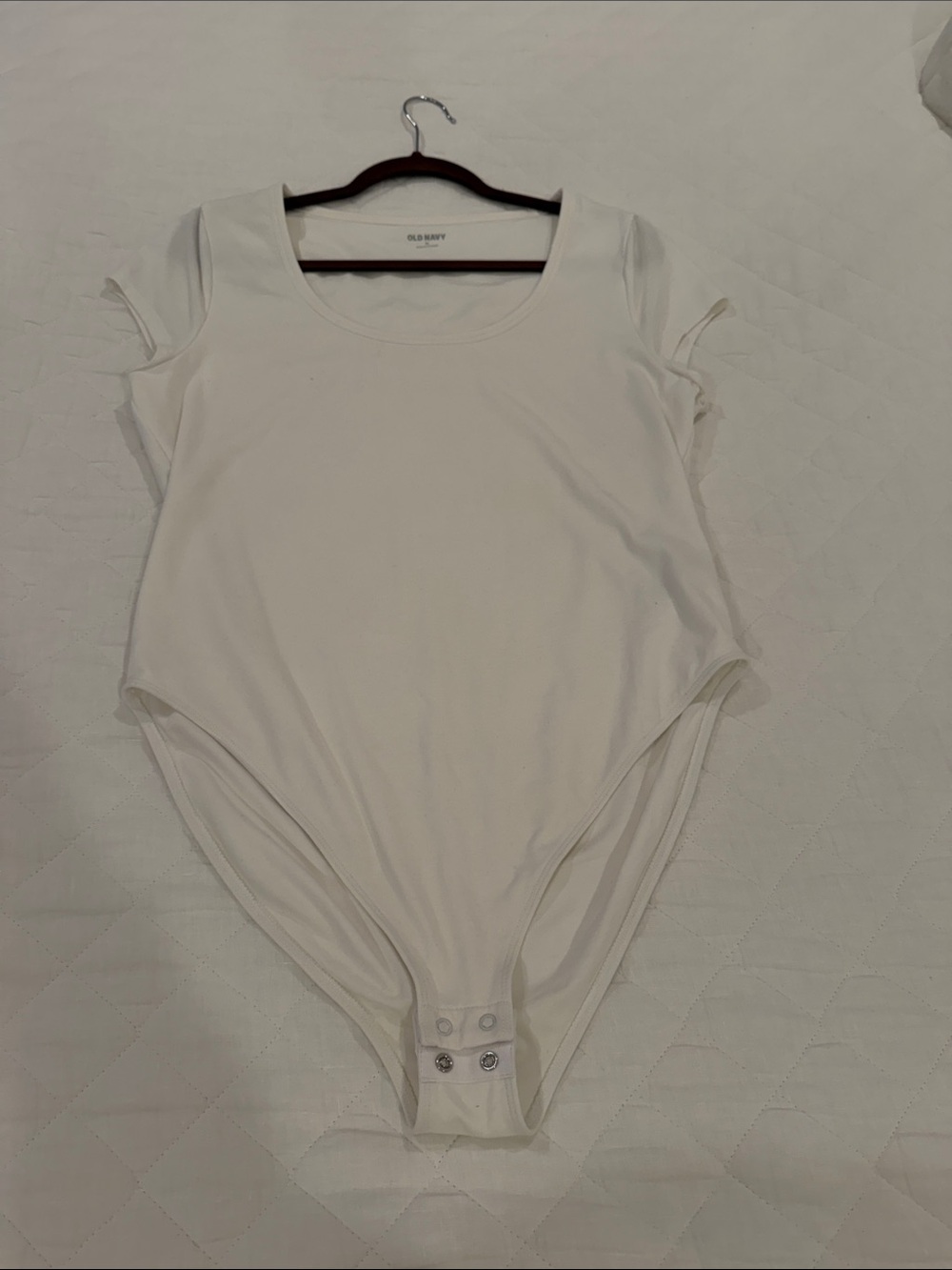Old Navy White Scoop Neck Short Sleeve Bodysuit